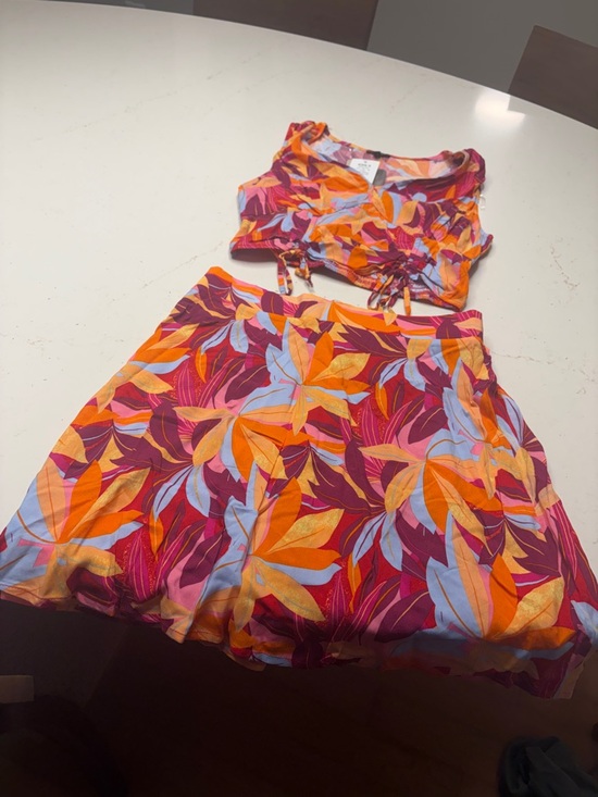 Lily Rose Pants - Lily Rose Orange, Purple & Blue Tropical Print Shorts Set